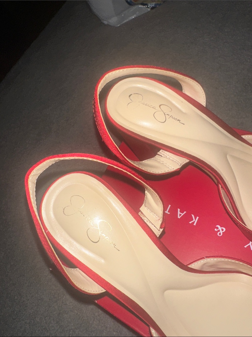 Jessica Simpson Red Satin Pointed-Toe Slingbacks with Large Bow - Picture 2 of 6